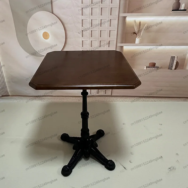 Vintage Solid Wood Bar Table & Chair Set Retro Cafe Furniture For Cigar Bar Milk‑Tea Dessert Western‑Food Shop Decoration