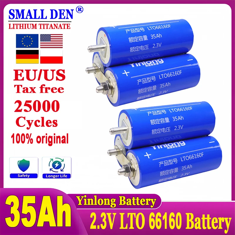 

2.3V 35ah Automotive Audio Solar System Factory Actual Capacity Yinlong 10C discharge 12V 24V 48vLithium Titanate LTO 66160 cell