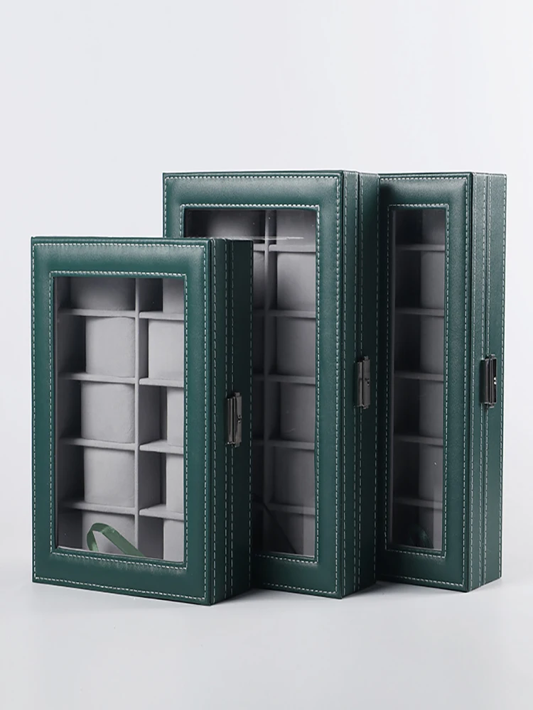 Luxury Green/Gray 6/10/12 Grids New Style Watch Boxes Watch Organizers Top Quality Boxes for Men Women Watches Jewelry Display