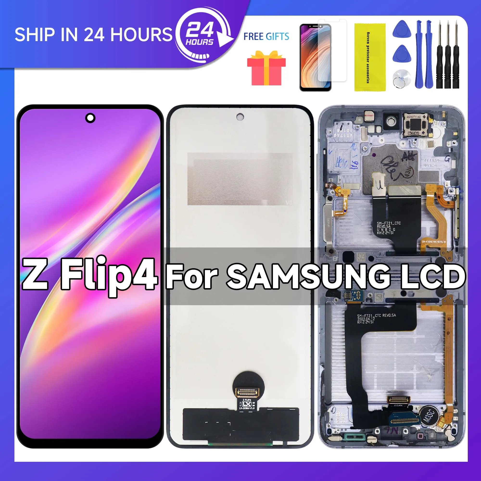 tft-display-for-samsung-z-flip-4-sm-f721-f721b-lcd-display-touchscreen-with-frame-digitizer-assembly-compatible-with-z-flip4