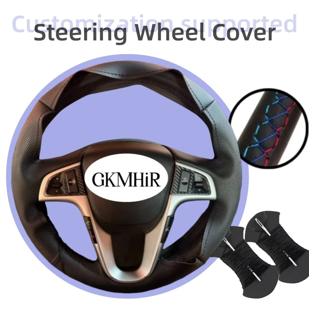 

Customization Black Microfiber Leather Car Steering Wheel Cover For Hyundai Solaris Verna I20 i20 Auto Interior Accessories