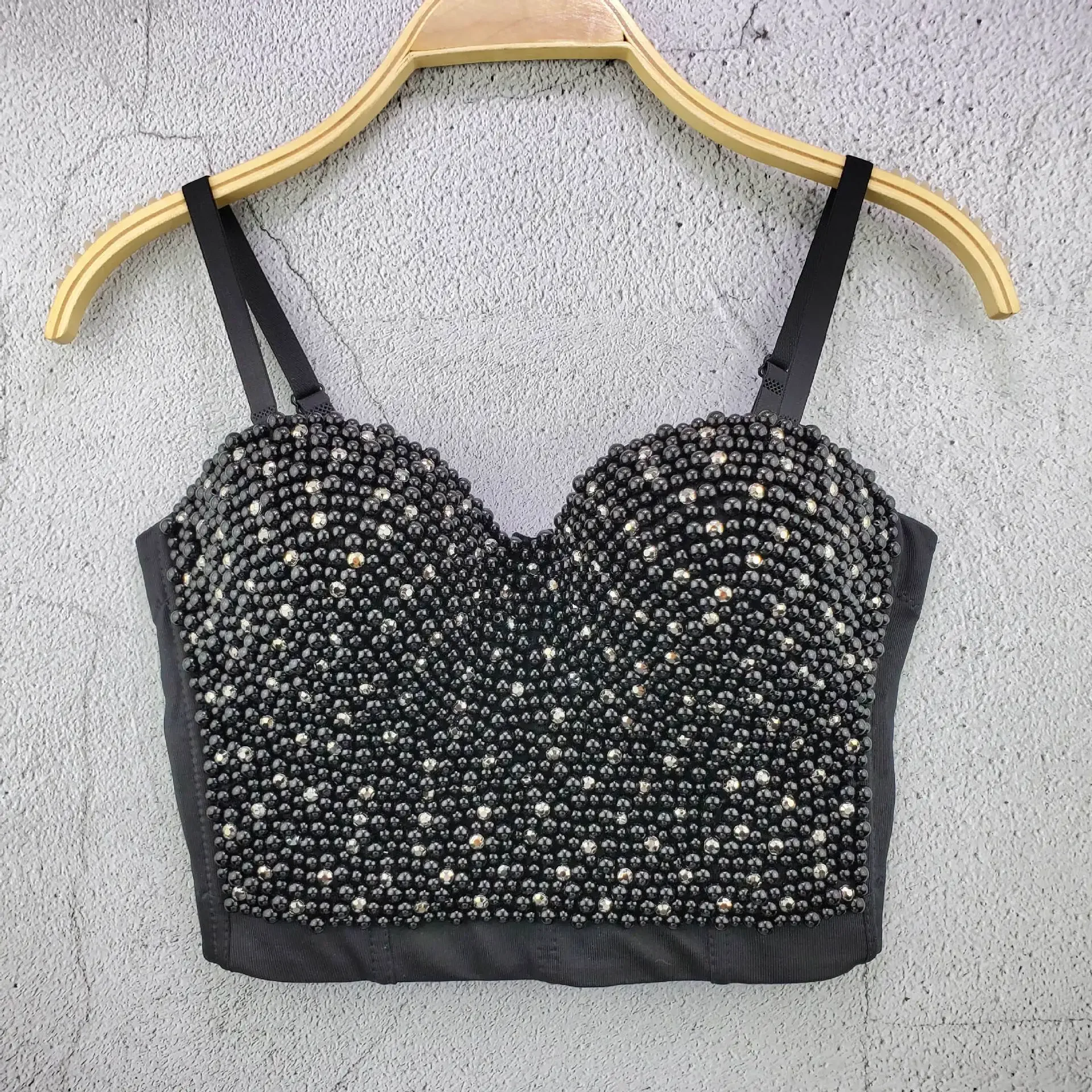 

Sweet Memory Sexy Tops Pearl Beading Handmade Fashion Women Crop Tops Female Women Summer Sexy Club Wear Camis