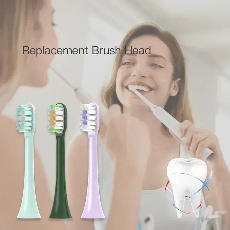 SOOCAS X3 X3U X5 용 금속 구리 프리 교체 브러시 헤드, 소프트 듀폰 브리슬 민트, VanGo 그린, 퍼플 노즐, 4 개