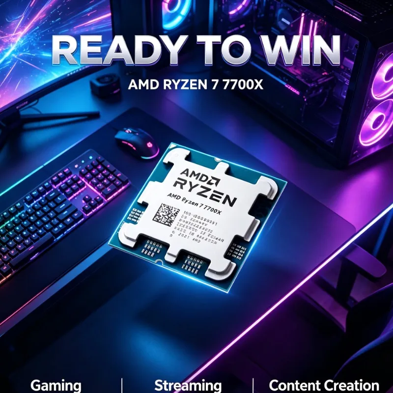 Processador de Alto Desempenho para Jogos AMD 7700X Sem Cooler 5nm 4.5GHz Interface AM5 Para Montagem de PC Gamer