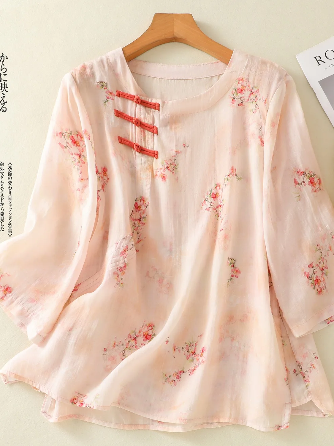 

Китайский свободный крой в стиле ретро, хлопковый льняной топ, женский летний топ большого размера, дзен, ор све, круглый топ