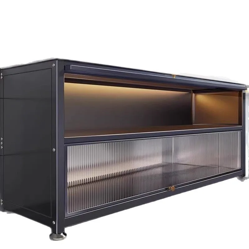 Slate kitchen rack floor-to-ceiling multi-layer dining side microwave oven cabinet wall locker multi-functional storage