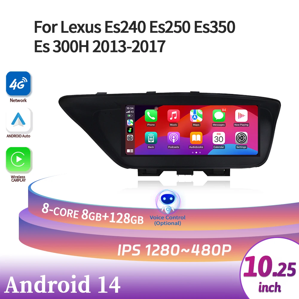 

10,25 "Android 14 для Lexus Es240 Es250 Es350 Es 300H 2013-2017 автомобильный радиоприемник мультимедийная навигация беспроводной BT Carplay 4G GPS экран