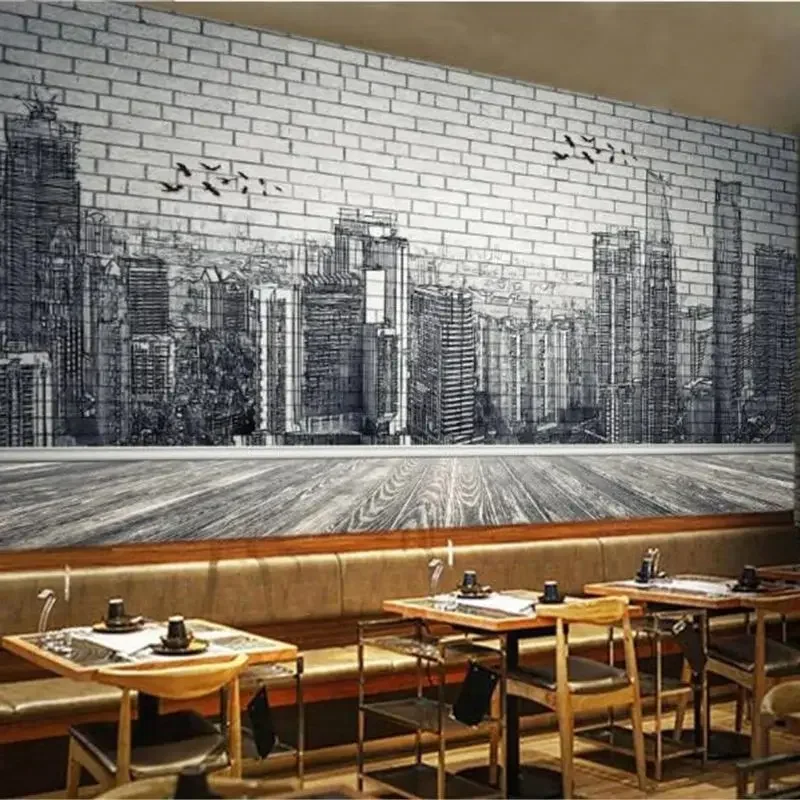 Custom wallpaper 3d murals European retro city Decorative painting buildings black and white hand painted old street background