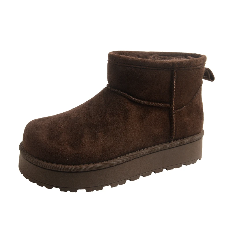 2026 New Winter Faux Suede Thicken Plush Snow Boots Women Casual Thick Bottom Platform Warm Shoes Non Slip Ankle Boot Plus Size