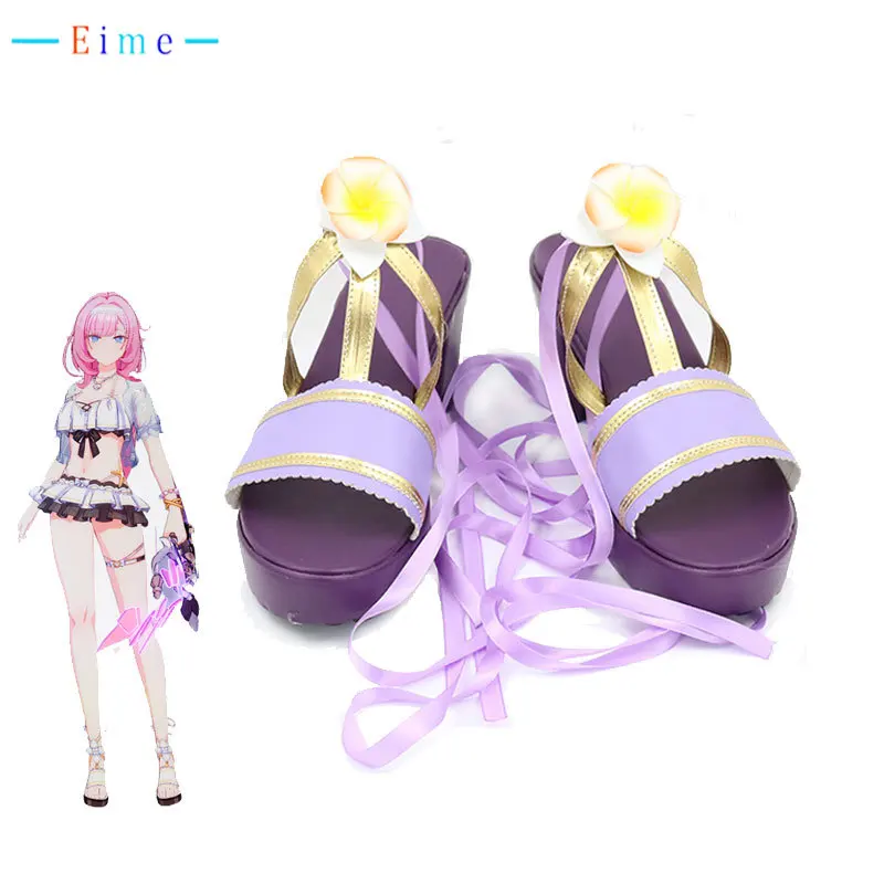 

Game Honkai Impact 3 Elysia Cosplay Shoes Women Pink Slippers Summer Sandal Halloween Carnival Boots Cosplay Prop Custom Made