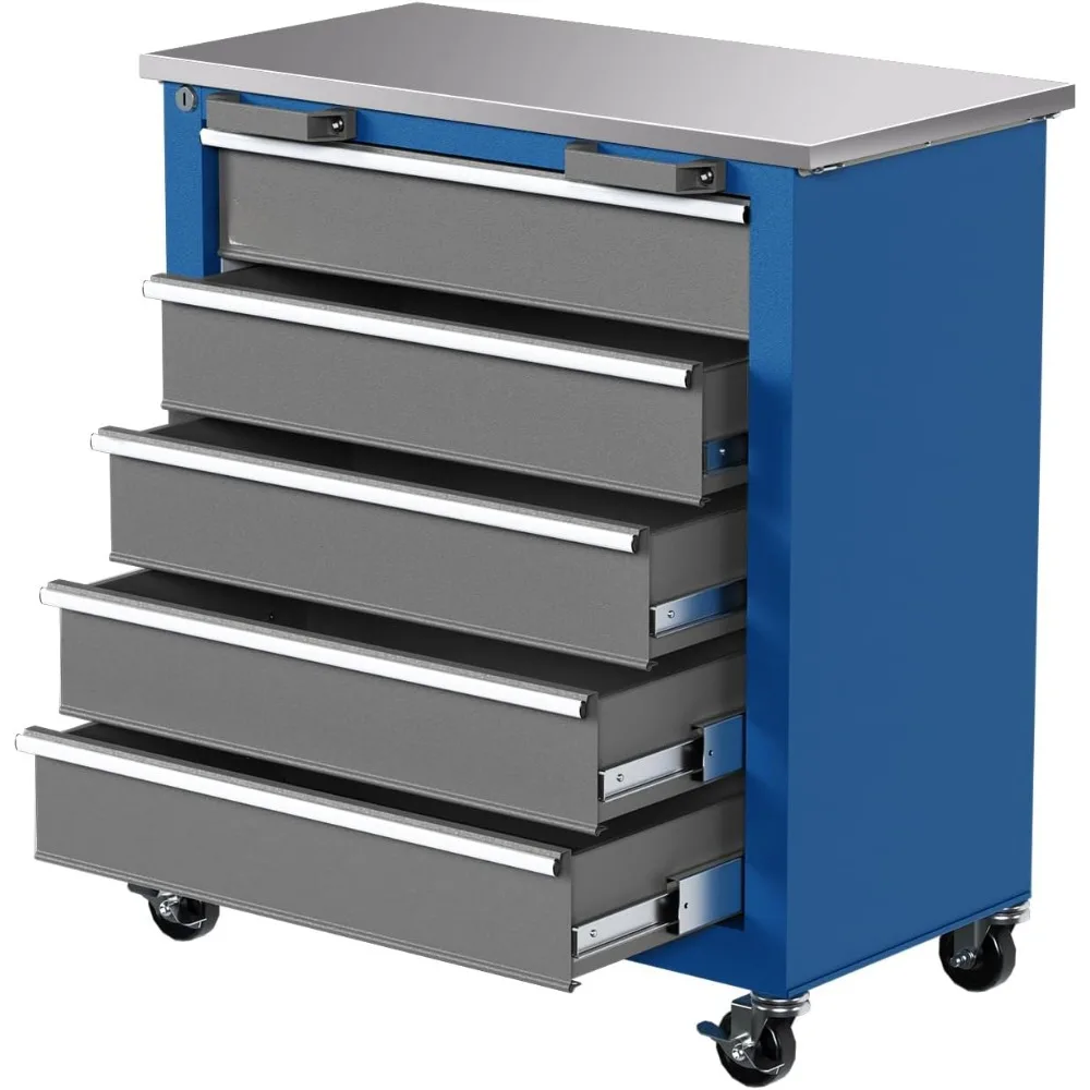 5-Drawer Rolling Tool Chest,Tool Cabinet on Wheels with Keyed Locking System and Drawer Liners,Tool Chest with Link Buckle