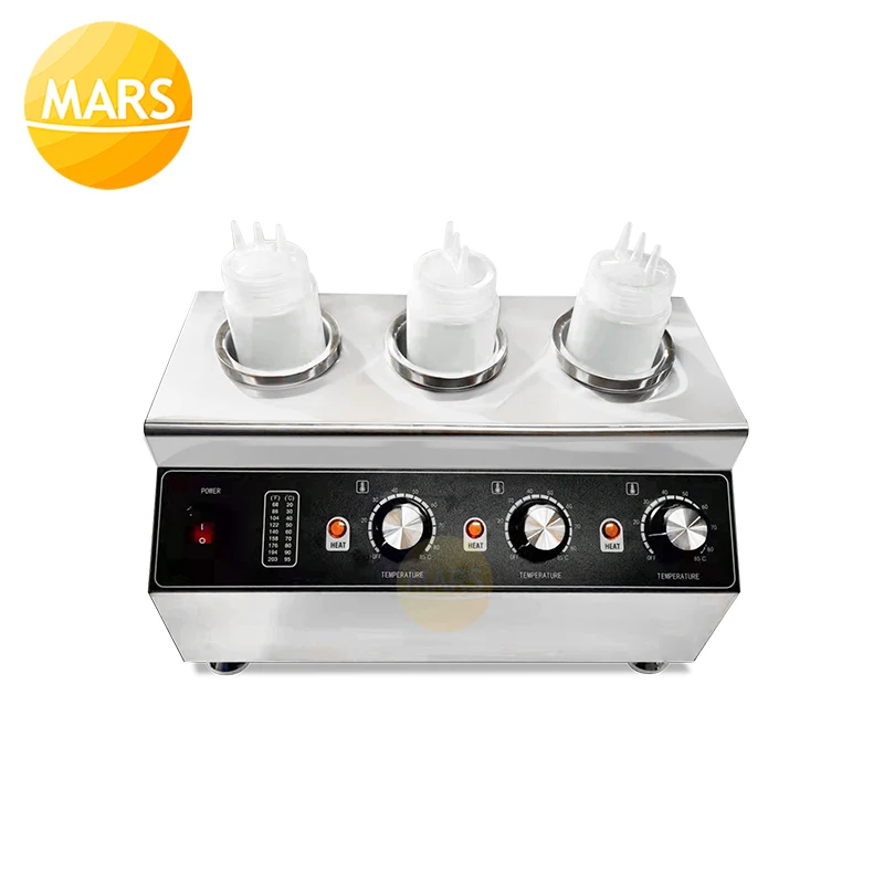 Comercial 1/2/3 garrafas molho mais quente chocolate queijo frutas engarrafamentos aquecimento máquina distribuidor melter