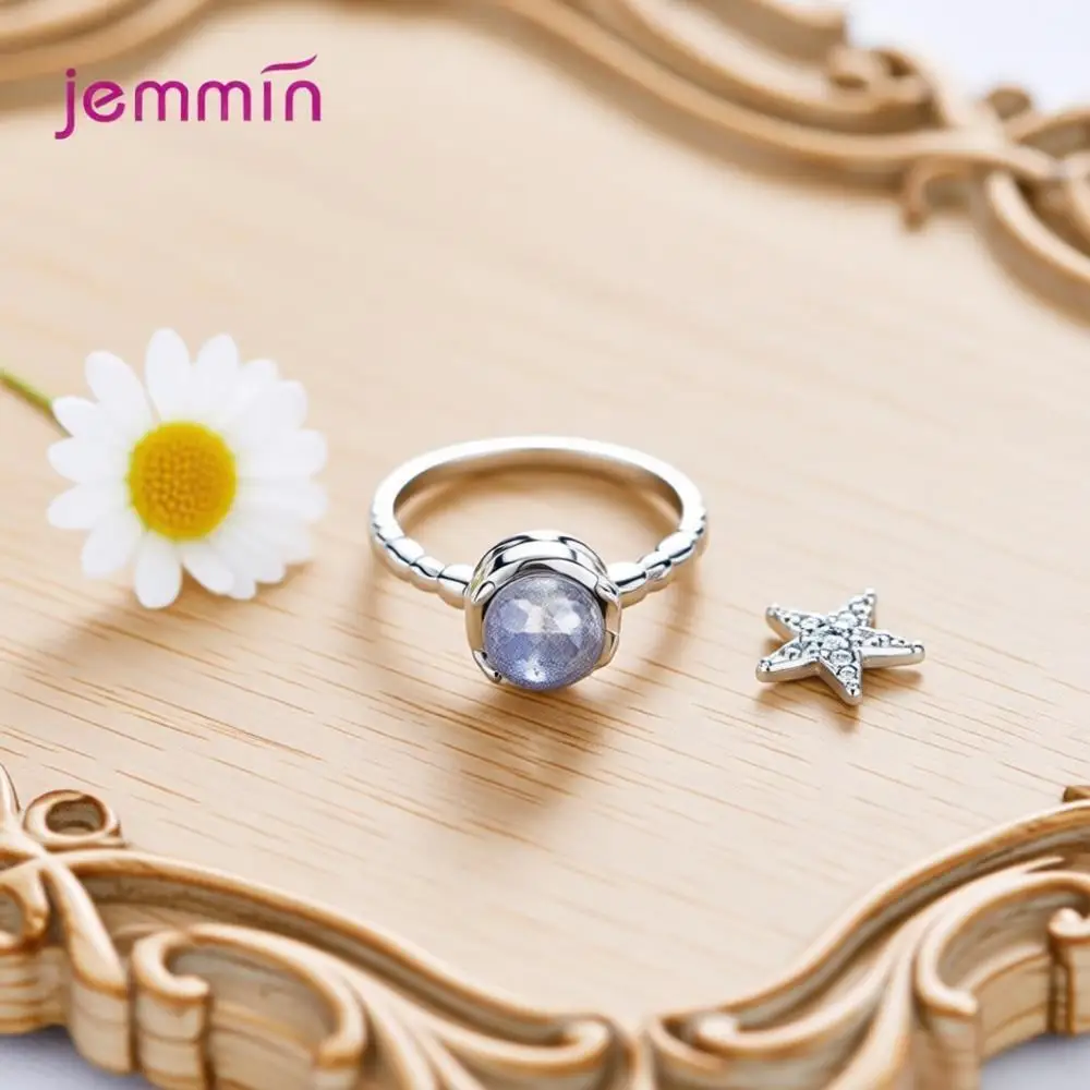 

Vintage 925 Sterling Silver Moonlight Stone Open Adjustable Rings For Women Girls Engagement Party Fashion Jewelry Gifts