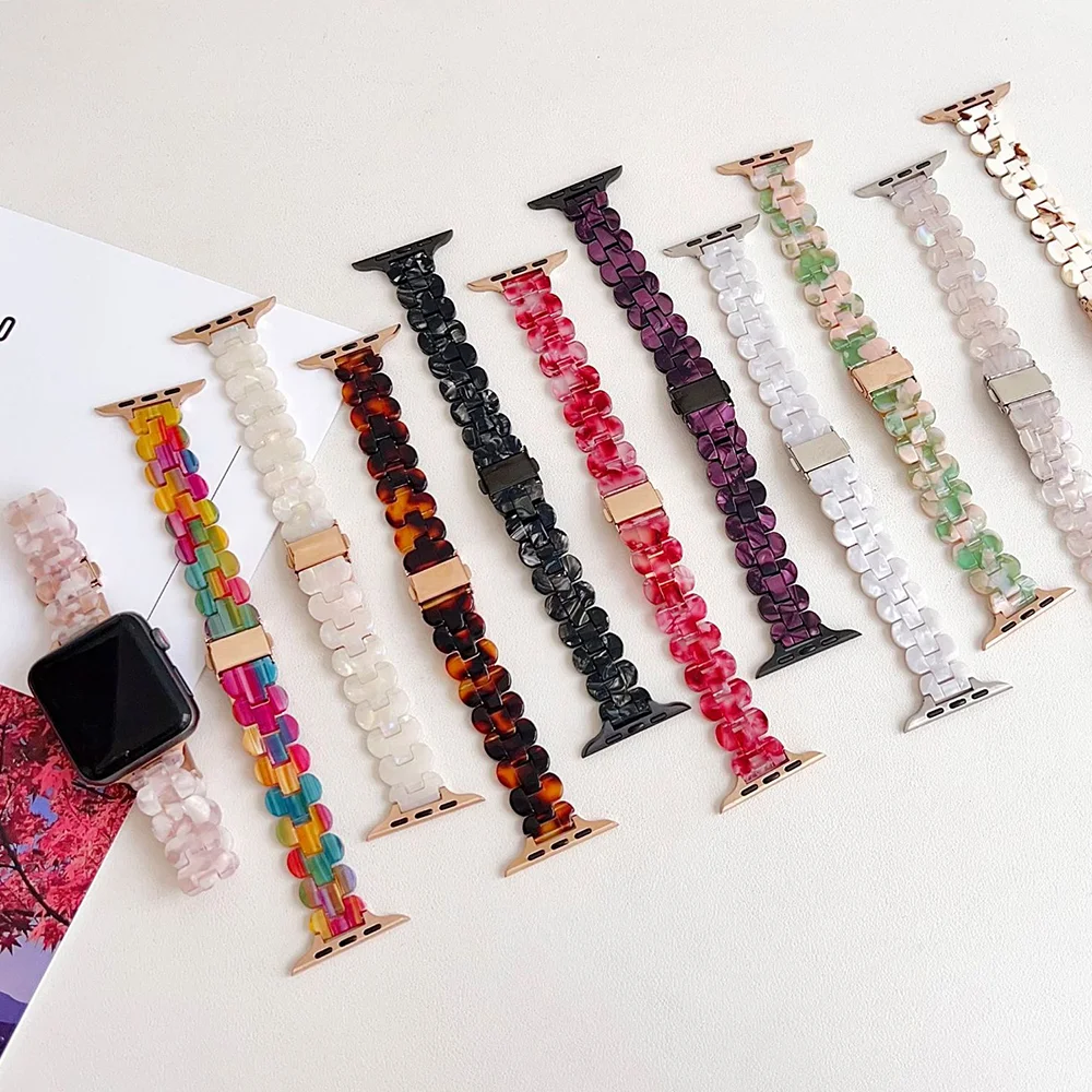 Smukły pasek z żywicy do paska Apple Watch 45 mm ultra2 49 mm 44 mm 38/40 mm 41 mm 42 mm bransoletka z ogniwem lodowcowym iwatch seria 9/8/7/SE 6 5 4