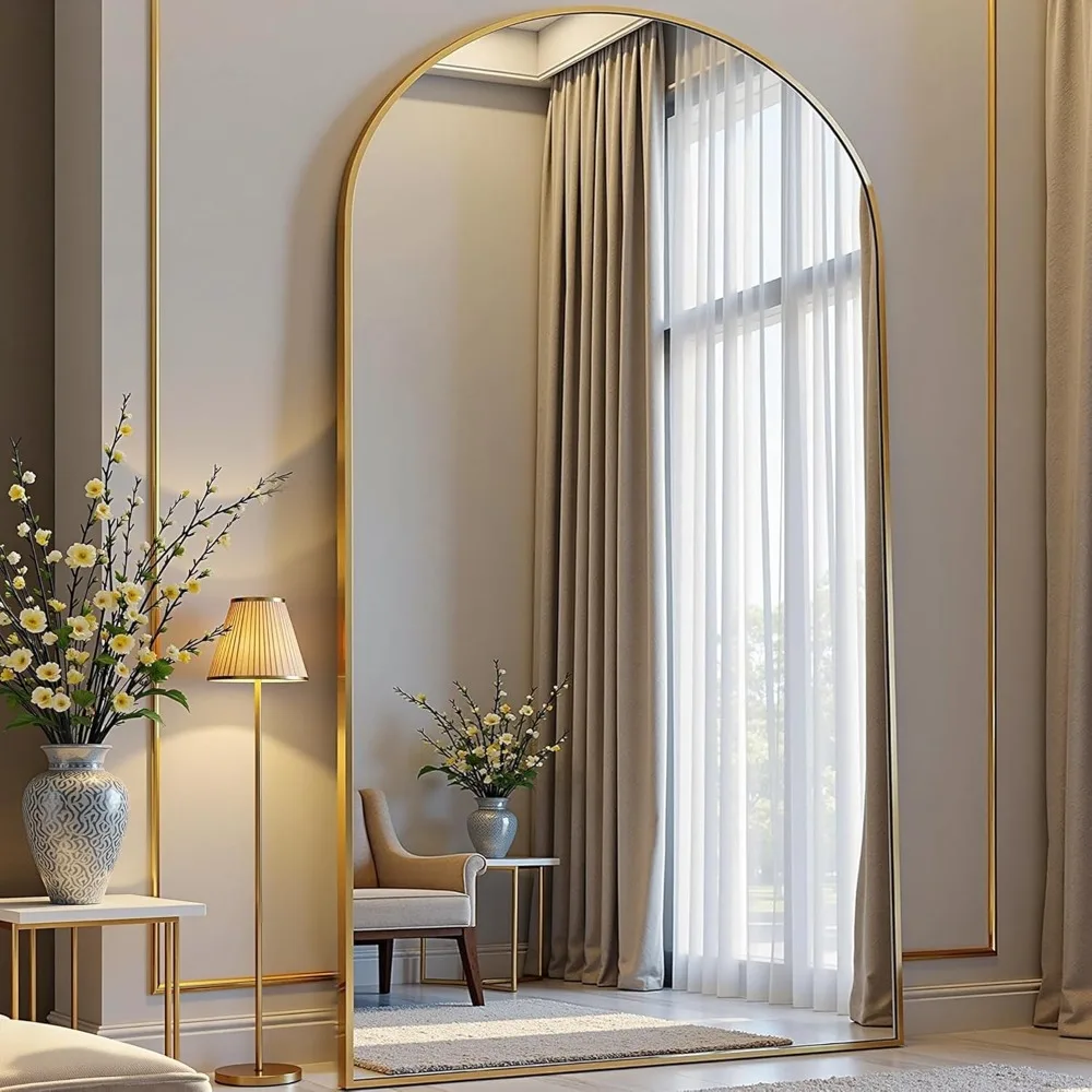 

Full Length Mirror 64"L x 21"W Arched Floor Mirror Hanging Mounted or Leaning Mirrors Oversized Full Body Mirrors with Stand
