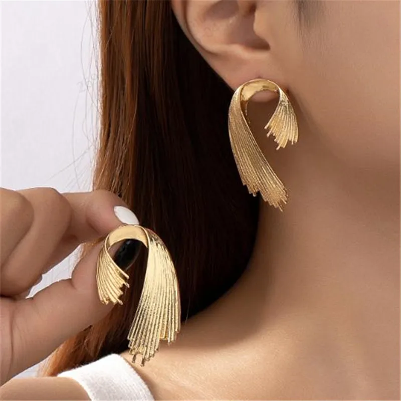 aretes para mujer  earrings for girls vestidos de fiesta elegantes Irregular stripes symmetrical jewelry accessories gifts