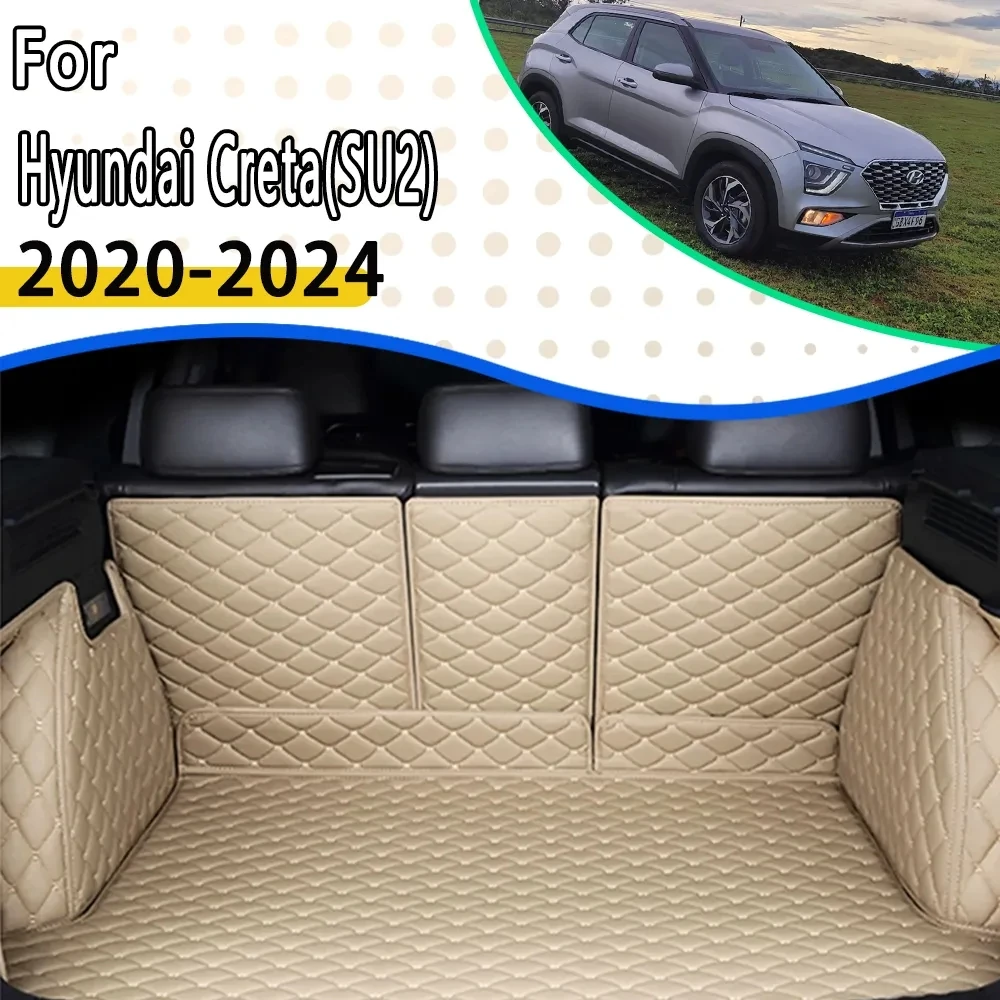 

Car Rear Trunk Mats For Hyundai Creta ix25 Cantus SU2 MK3 2020 2021 2022 2023 2024 Leather Mat Cargo Carpet Mud Auto Accessories