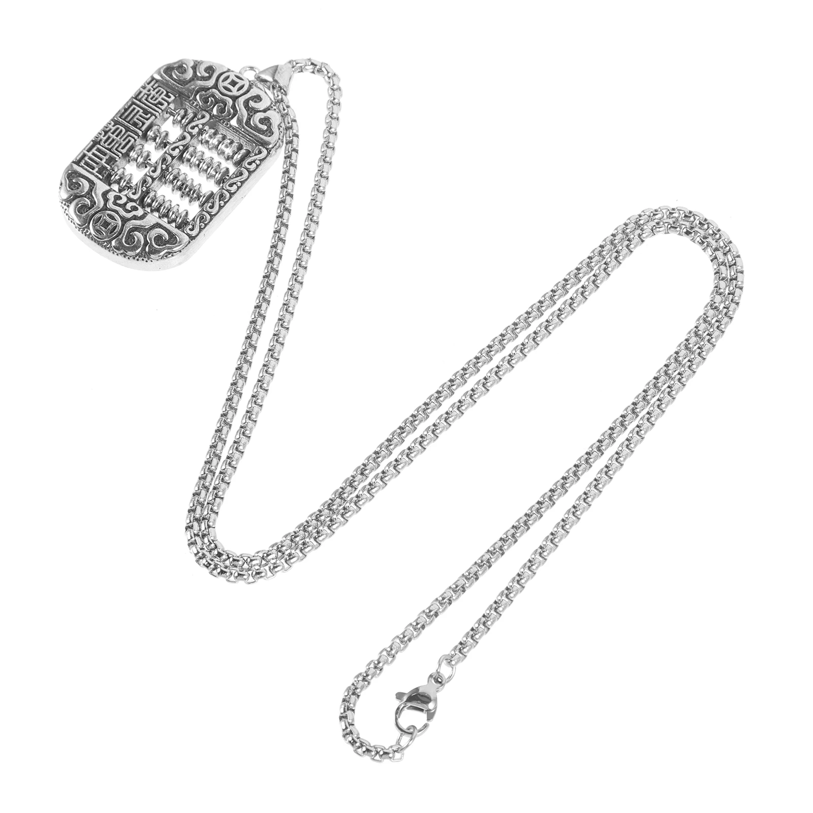 

Abacus Necklace Creative Hip Hop Chain Tassel Pendant Stainless Steel Charm Small Metal Retro Style Necklace for Men Women Party