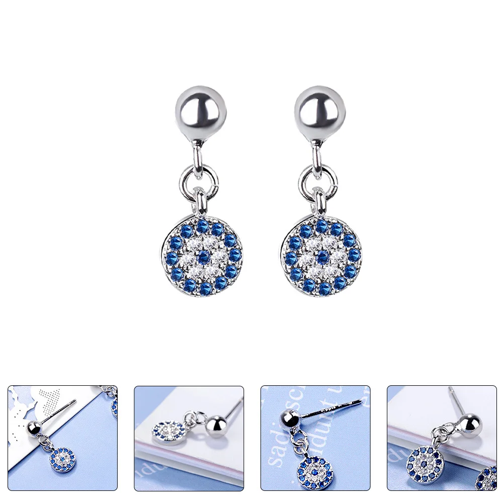 

1Pair Demon Eye Earrings Blue Rhinestone Ear Drops Fashionable Ear Decor for Birthday Anniversary Party Charming Accessories
