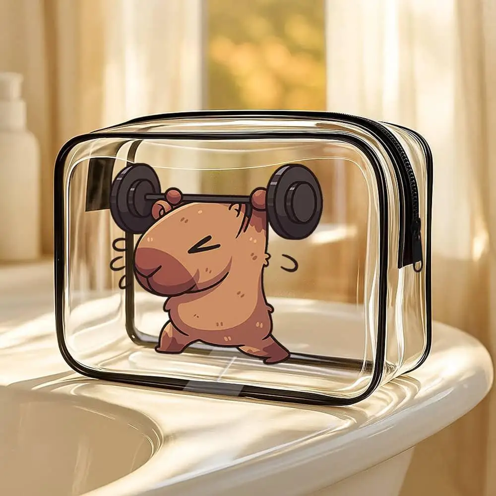 

Small Toiletry Bag Featuring a Capybara Design Casual Trips Perfect for Men Travel Needs Essential for Gym Use Transparent Pouch