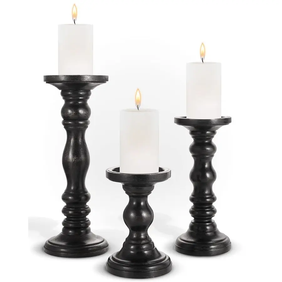 

Candle Holders for Pillar Candles Decorative Rustic Centerpiece Pillars Compatible with BatteryOperated Candles Tall Farmhouse W