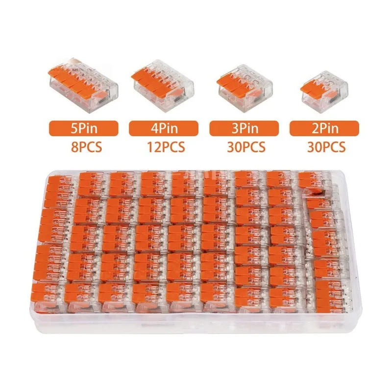 A96I-80 Pcs Electrical Connector Terminal Kit 2/3/4/5 Inputs With Levers, Fireproof PC Block For 412 413 414 415 Wiring