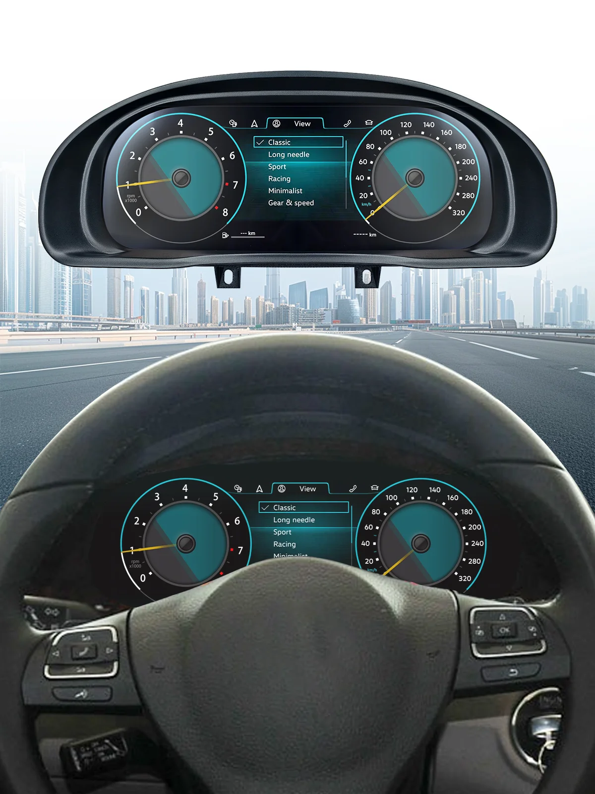 HD-Bildschirm 1920*720 Tachometer Linux LCD Digitales Dashboard für VW Passat B5 Superb MK1 1996-2000 2001-2006 Jahrgänge Cluster Auto Instrumententafel Cockpit