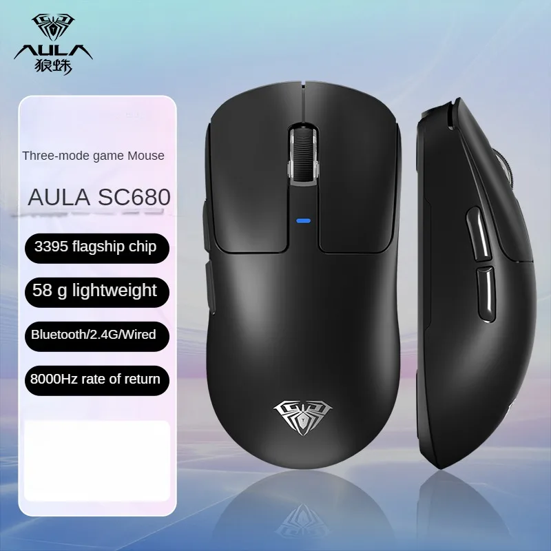 

AULA SC680 Wireless Mouse PAW3395 Sensor Lightweight Bluetooth 2.4G Gamer Laptop Accessories No Delay Pc E-sports Gamer Mouse