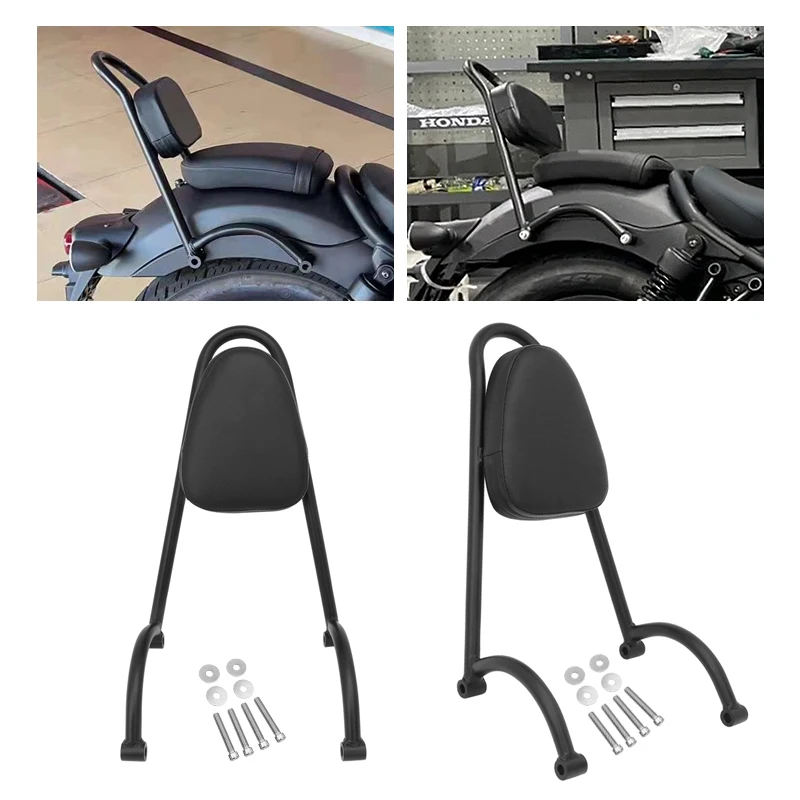 

Motorcycle Detachable Sissy Bar Rear Passenger Backrest Black Cushion For Honda Rebel CM300 CM500 CMX 300 500 2017-2021 2020