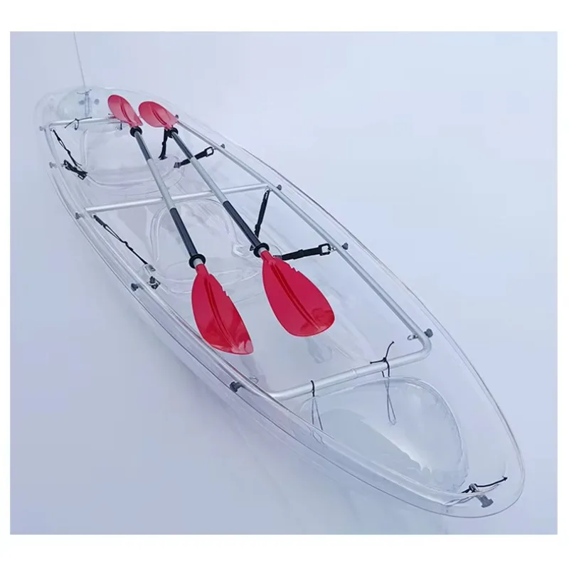 Transparent polycarbonate travel kayak 1-2 seater, durable and lightweight, load capacity 300 kg, length 3.1-4 m