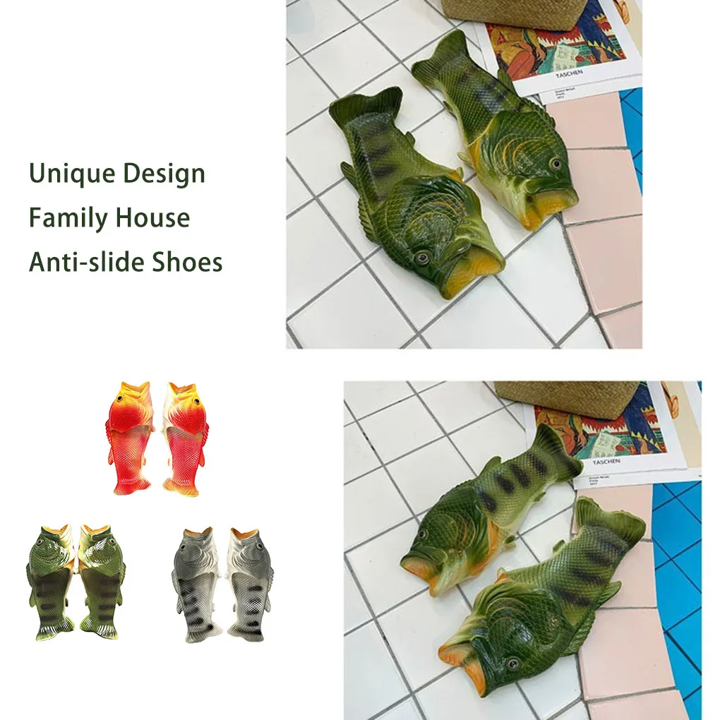 Pantoufles de poisson drôles, chaussures de famille, sandales de plage, grande taille, vert