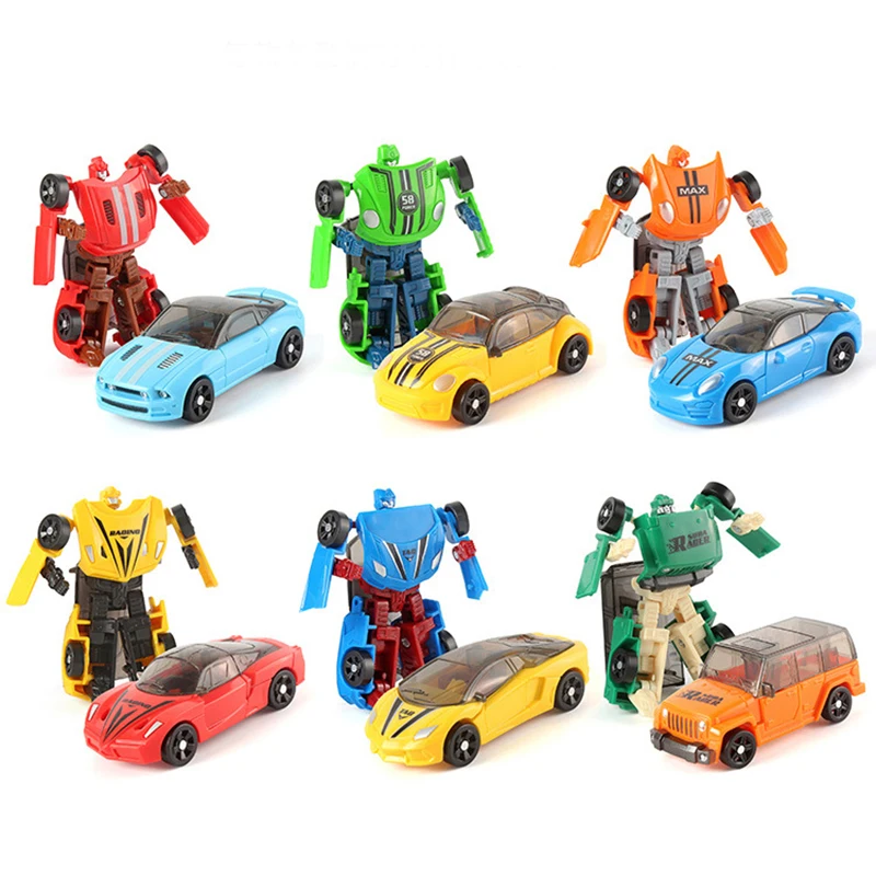 HOT SALE Children\'s Transforming Toy Car & Robot 2 In 1 Mini Manual Deformation Car Toy Pocket Robot Model Boy\'s Birthday Gift