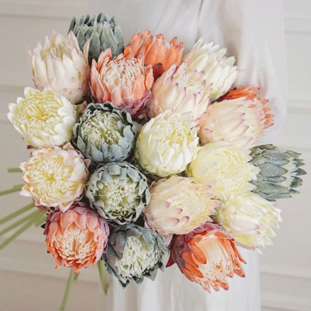 Große künstliche Blume, mehrfarbig, lebensecht, künstliche Artischockenblume, beflockt, DIY Kunstblumenstrauß, Fotorequisiten