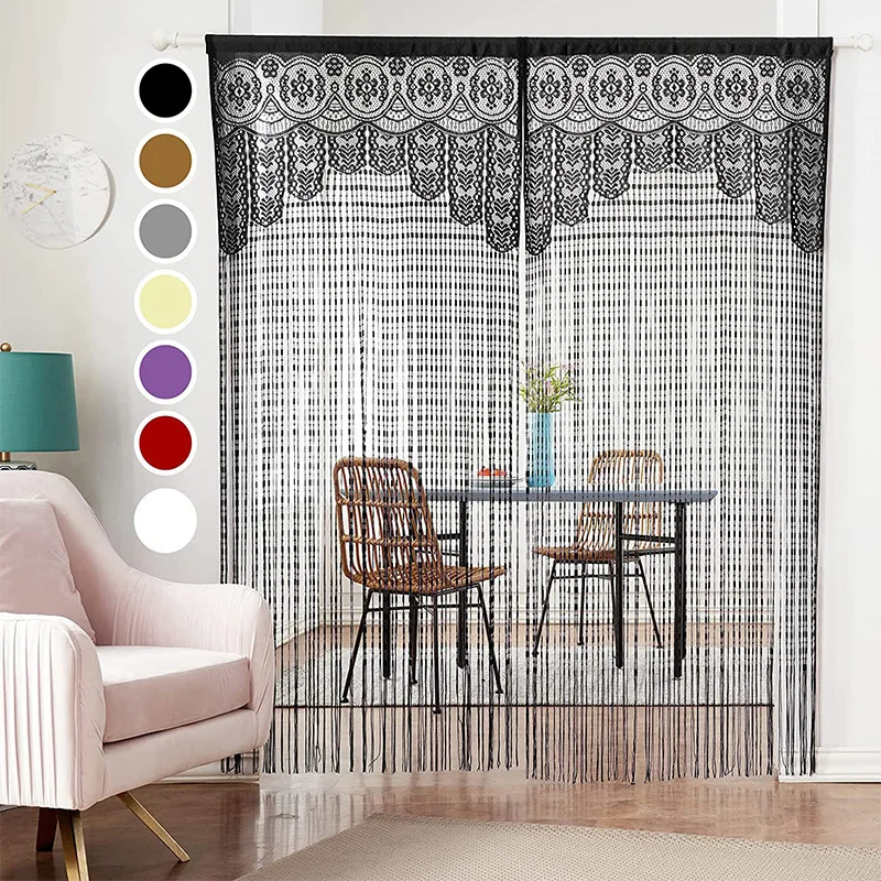 1 * 2m Bedroom And Living Room Wedding Decoration Divider Curtain Salon Fringe Tassel String curtain Easy to install Lace curtai