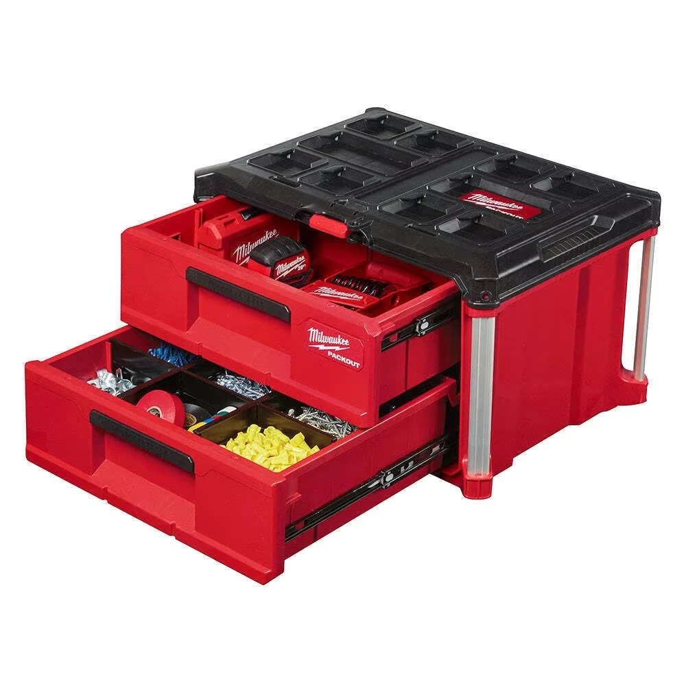 Milwaukee PACKOUT 48-22-8442 two drawer toolbox industrial grade multifunctional hardware storage box