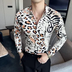 Autumn 3D Tiger Printed Shirt for Men Slim Fit Long Sleeve Casual Shirts Fashion Streetwear Social Party Tuxedo Blouse 6XL