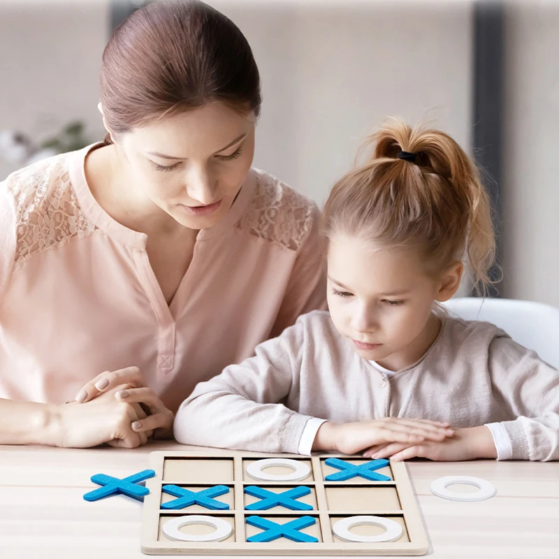 Montessori Chess Play Wooden Jigsaw Toy Game Interaction Puzzles Training Brain Learing Early Educational Toys For Children Kids