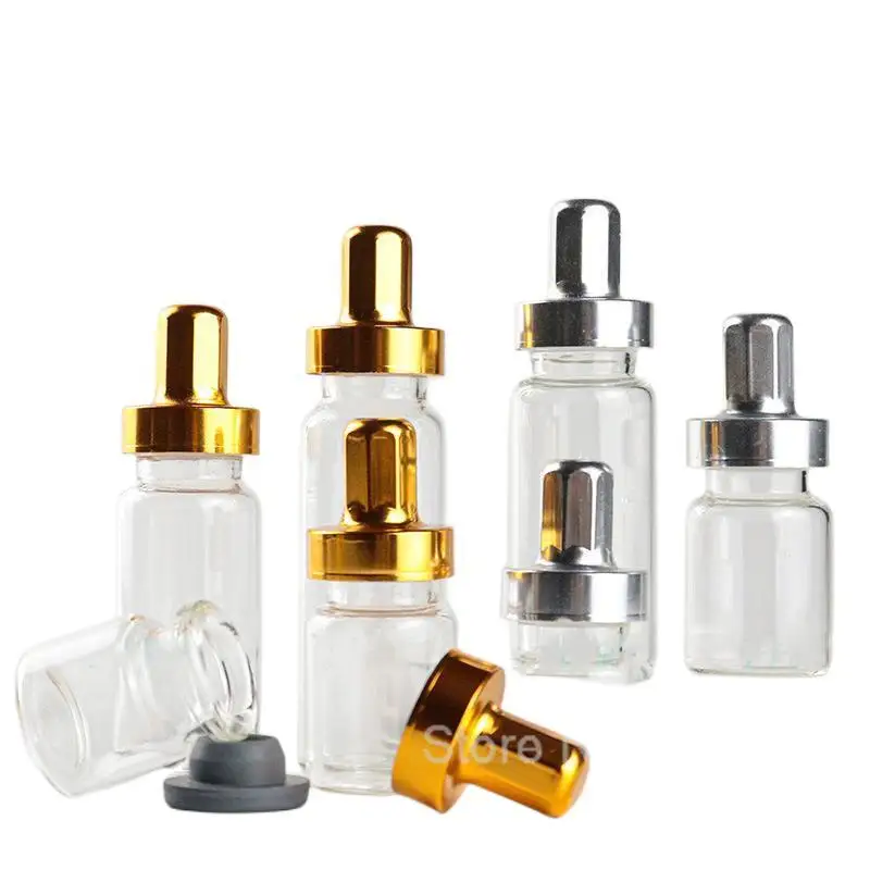 

100pcs Rice straw hat Silin bottle 3ml 5ml 7ml 8ml 10ml small gold cap Ampoules bottle small tip cap bottle bayonet bottle