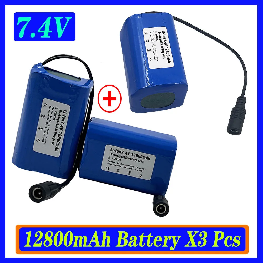 

7.4V 12800mAh 2S Battery For 2011-5 T188 T888 TH88 CF18 C18 RC Remote Control RC Fish Finder Smart Fishing Bait Boat Spare Parts