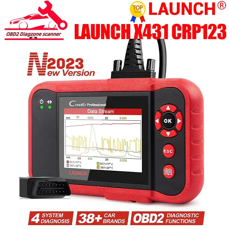 

Диагностические инструменты LAUNCH X431 CRP123 OBD II, автоматический сканер OBD2 EOBD, проверка двигателя, ABS SRS подушка безопасности на системе, сканер для самостоятельной сборки, бесплатное обновление