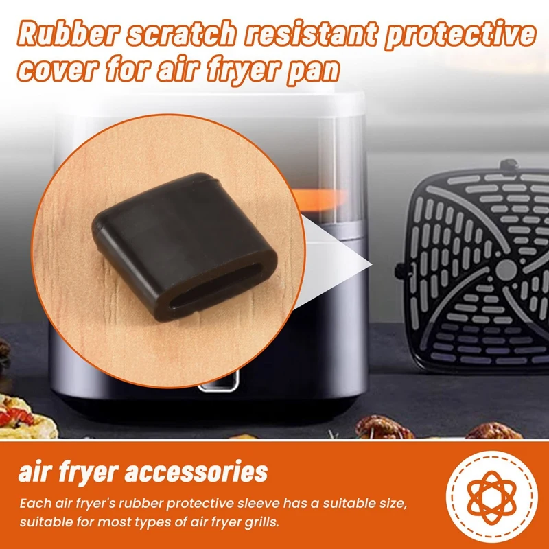 Air Fryer Rubber Bumpers,Air Fryer Tray Rubber Replace Parts Accessories,Non-Scratch Protective Covers For Air Fryer Pan