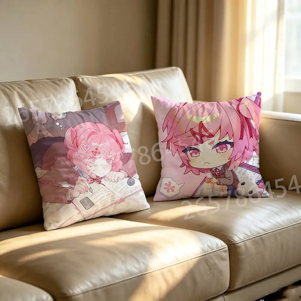N-Natsuki D-Doki Polyester Printed Pillow Cover Square 30 35 40 45 50 55 cm Soft for Sofa Bed Car Home Decor