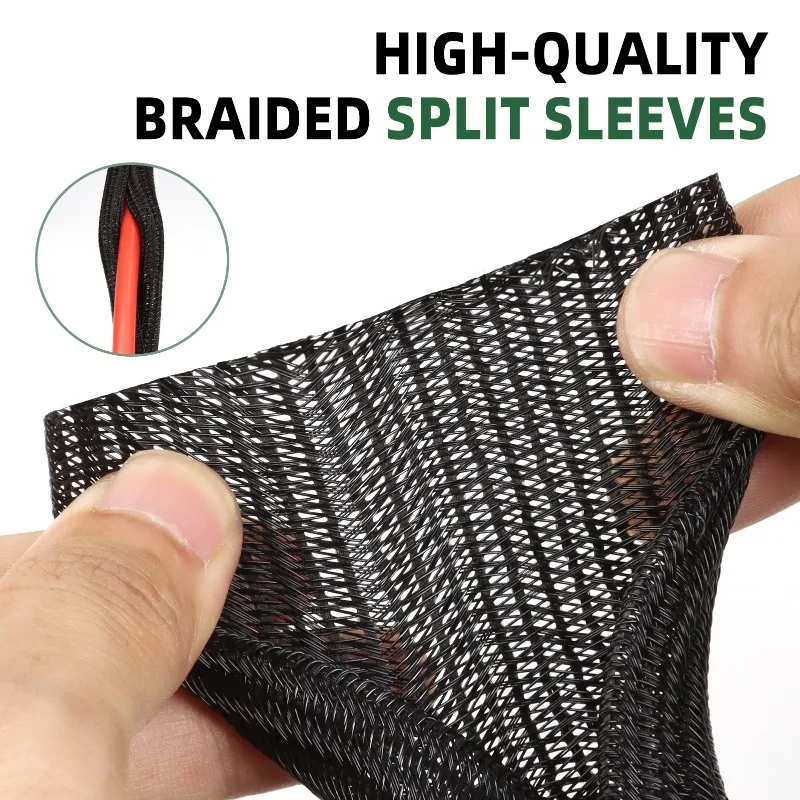 5Mm * 1m black PET telescopic self-wrapping wire harness sleeve, open high temperature insulated wire protection sleeve
