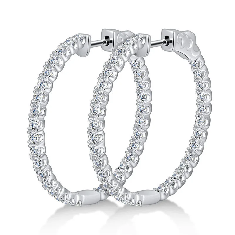 30mm Full D Moissanite Large Hoop Earrings for Women 925 Sterling Silver Iced Mosan Huggie Earrings Pass Tester with Gra Gift