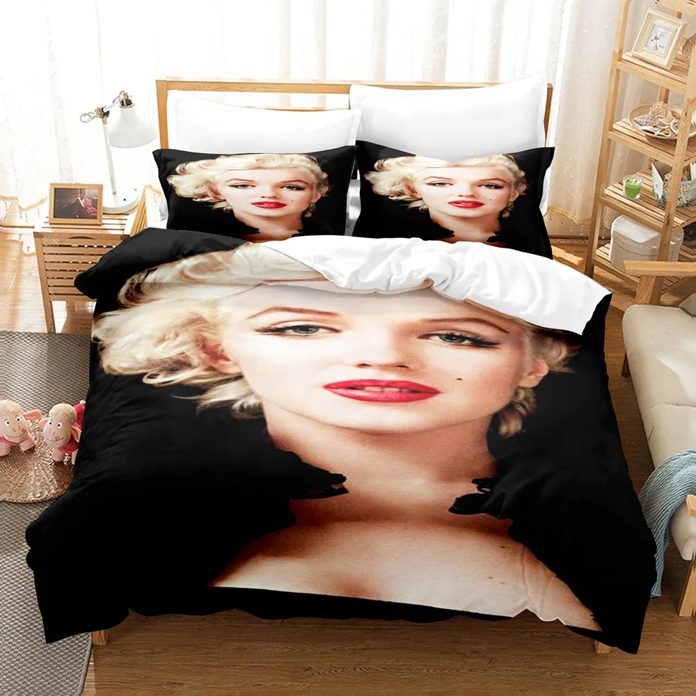 3D Printed Marilyn Monroe Bedding Set Duvet Cover Bedroom Comforter Cover Single Twin King ​Size Quilt Cover Home Textile 2/3PCS