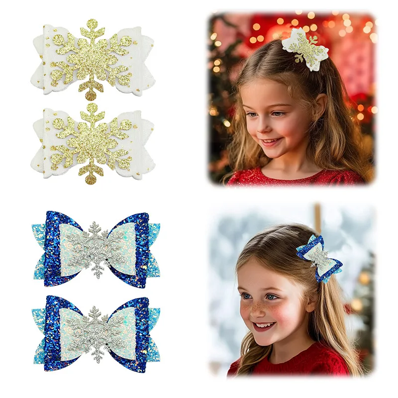 

36pc Glitter Christmas Snow Hair Clips for Baby Girls Kid Glitter Bowknot Barrettes Hairpins Christmas Hair Accessories