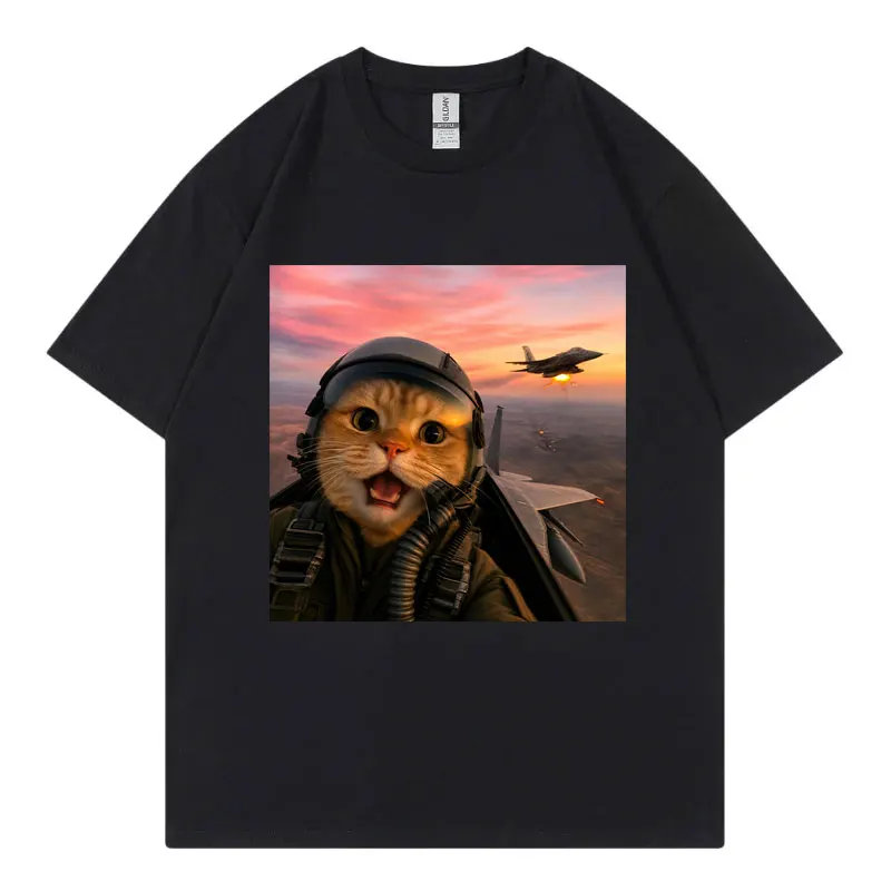 Funny Flying Cat Meme Graphic T Shirts Men Women Clothing Kawai Fashion T-shirt Summer Casual 100%cotton Short Sleeve T-shirts