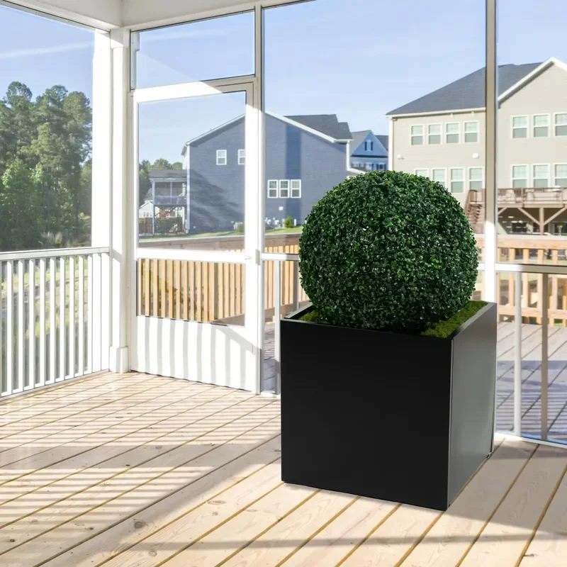 for Square Black Iron Indoor Outdoor Flowerpot Garden Hotel Versatile Planter for Plants Flowers