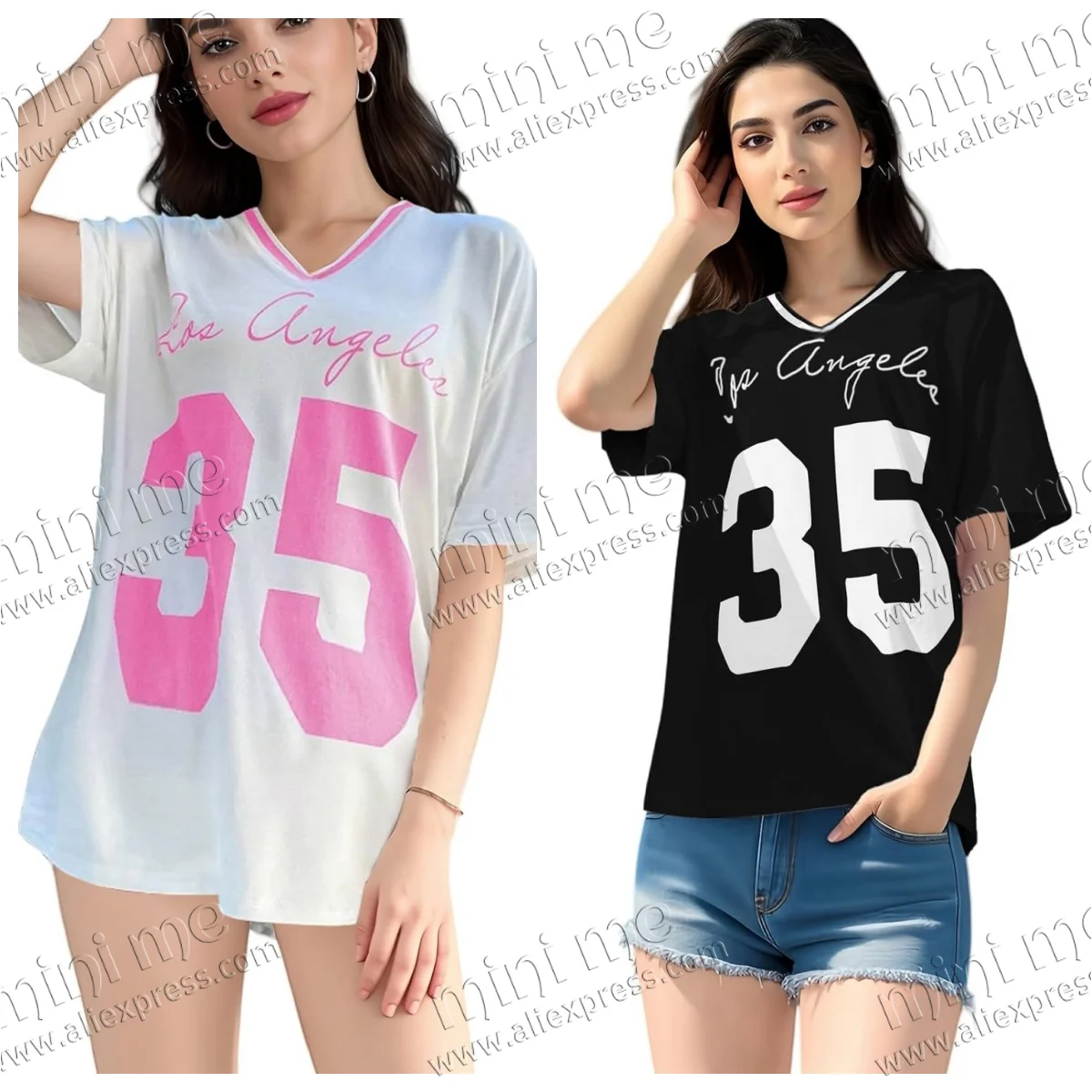 

2025 Summer Fashion Women's Clothing Letter No. 35 Printing Simple Outdoor Sports Leisure Comfortable T-shirt Motorcycle