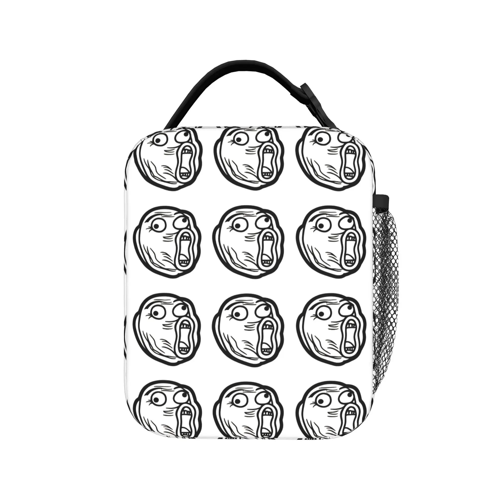 Rage Comic Trollfac Lunch Bag Crazy  School Lunch Box For Men Funny Print Thermal Lunch Bags Waterproof Portable Cooler Bag